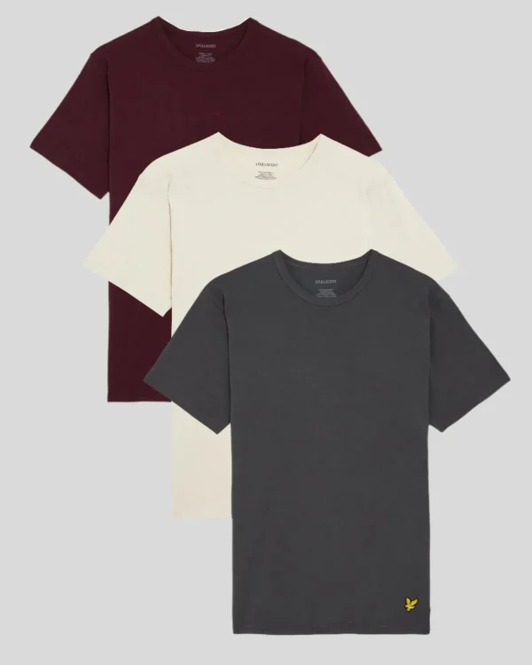 Lyle & Scott Geschenk-sets<Basic 3er Pack T-Shirt Gunmetal/Cove/Burgund
