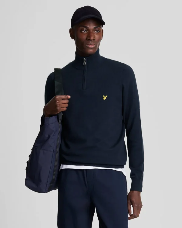 Lyle & Scott Pullover & Strickwaren<Baumwolle Merino 1/4 Reißverschluss Pullover DarkNavy