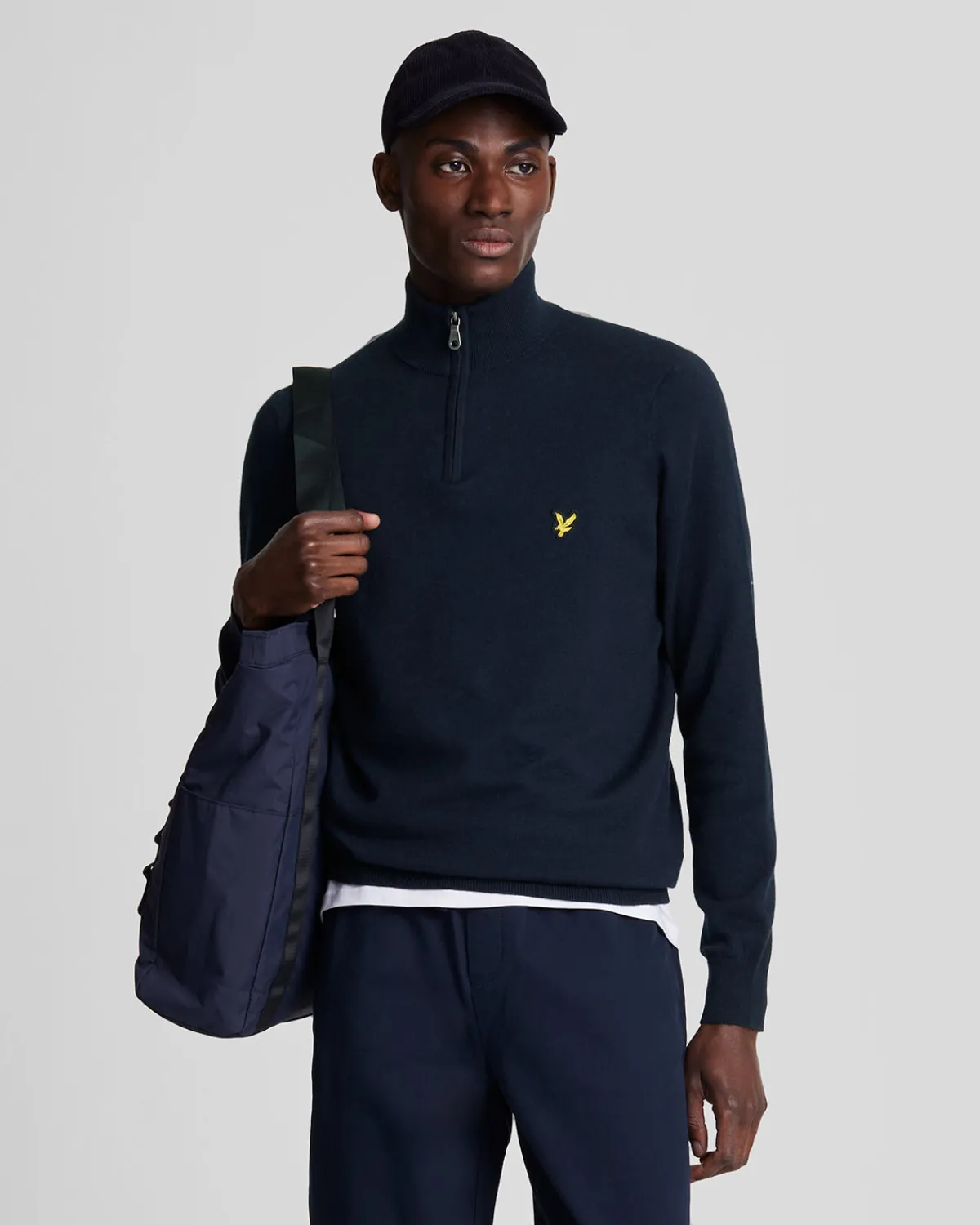 baumwolle_merino__reiverschluss_pullover_1.webp Lyle & Scott Pullover & Strickwaren<Baumwolle Merino 1/4 Reißverschluss Pullover DarkNavy