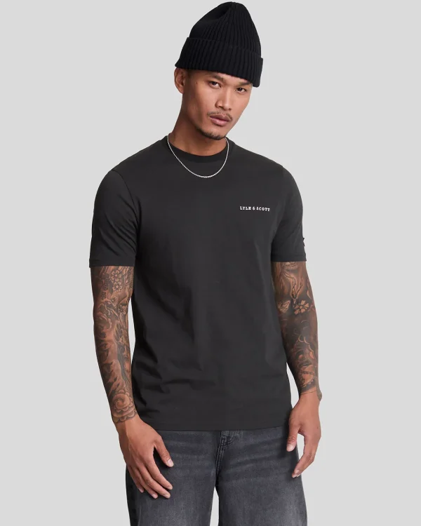 Lyle & Scott Drehbuchsticke | T-shirts<Besticktes T-Shirt JetBlack/White