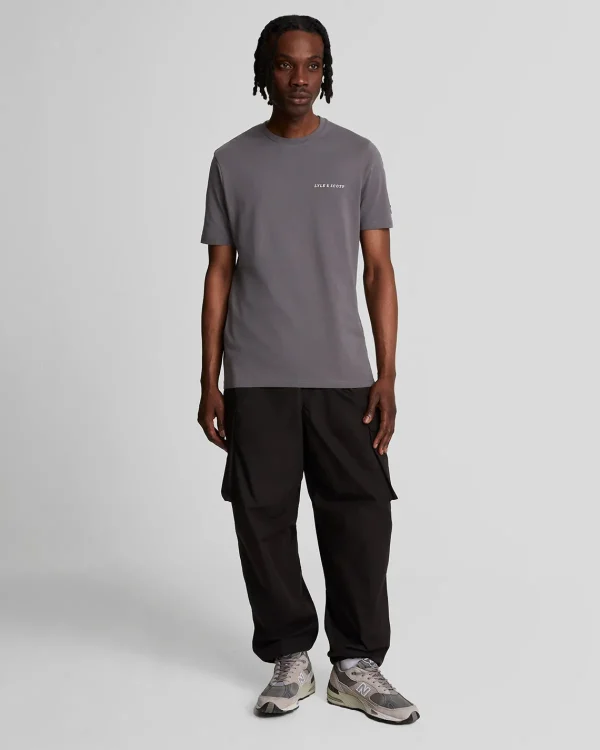 Lyle & Scott Drehbuchsticke<Besticktes T-Shirt Gunmetal/Cove