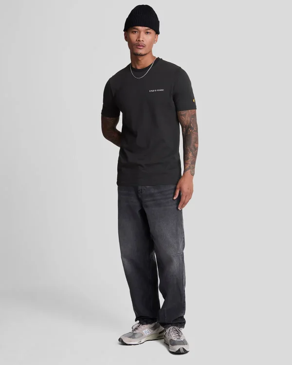 Lyle & Scott Drehbuchsticke | T-shirts<Besticktes T-Shirt JetBlack/White