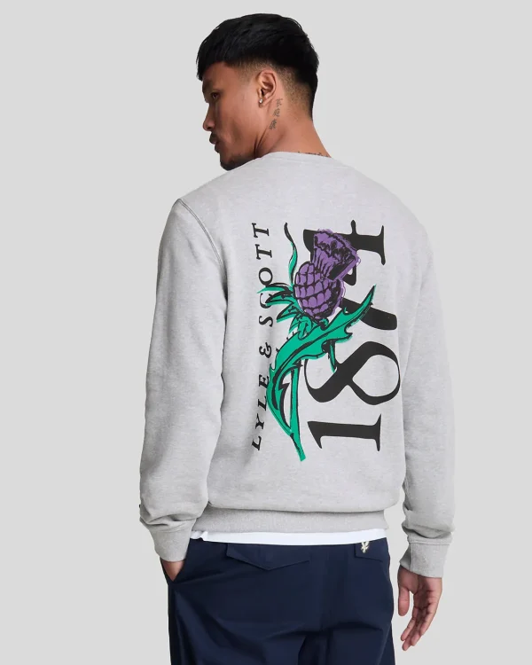 Lyle & Scott Vermächtnis | Sweatshirts<Distel Flora Bedrucktes Sweatshirt mit Rundhalsausschnitt LightGreyMarl
