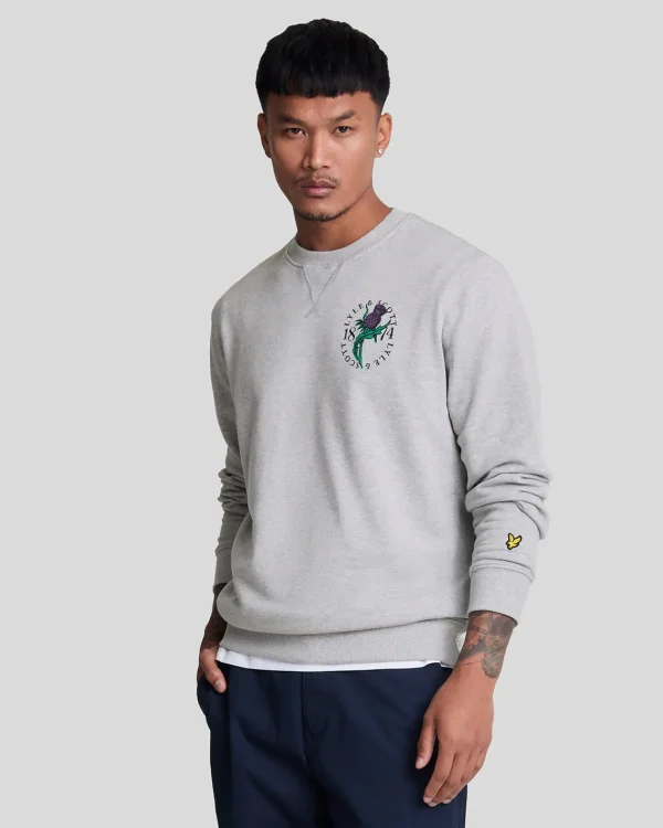 Lyle & Scott Vermächtnis | Sweatshirts<Distel Flora Bedrucktes Sweatshirt mit Rundhalsausschnitt LightGreyMarl