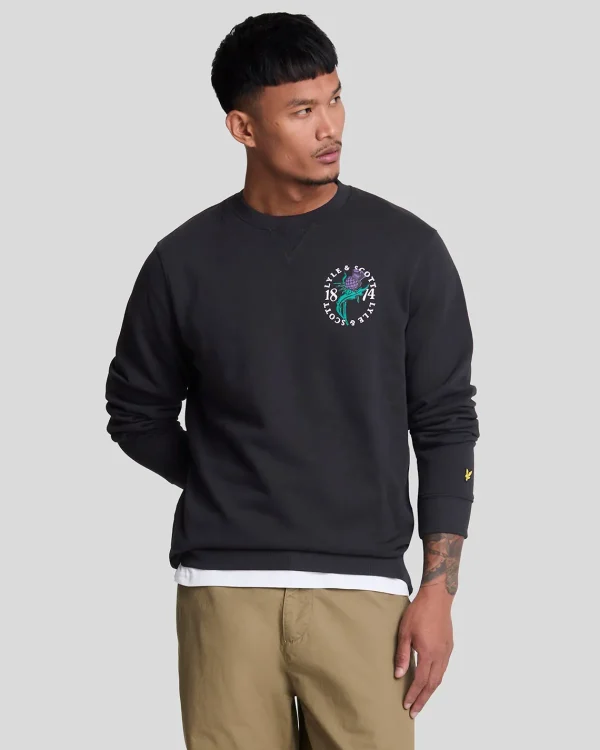 Lyle & Scott Vermächtnis | Sweatshirts<Distel Flora Bedrucktes Sweatshirt mit Rundhalsausschnitt Saddle