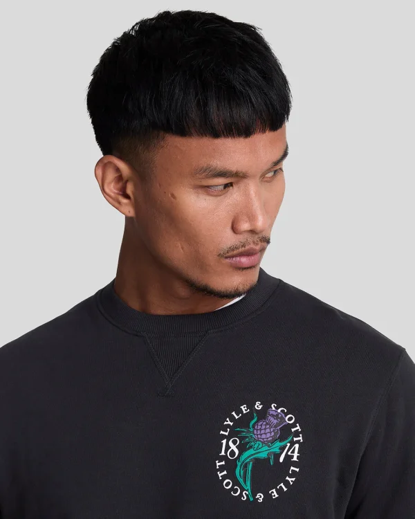 Lyle & Scott Vermächtnis | Sweatshirts<Distel Flora Bedrucktes Sweatshirt mit Rundhalsausschnitt Saddle