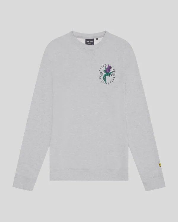 Lyle & Scott Vermächtnis | Sweatshirts<Distel Flora Bedrucktes Sweatshirt mit Rundhalsausschnitt LightGreyMarl