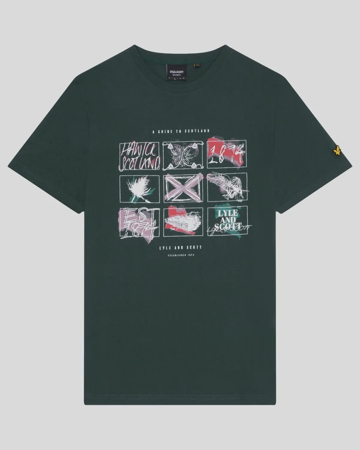 ein_fhrer_durch_schottland_grafik_tshirt_4-1.webp Lyle & Scott Vermächtnis | T-shirts<Ein Führer durch Schottland Grafik T-Shirt ArgyleTeal