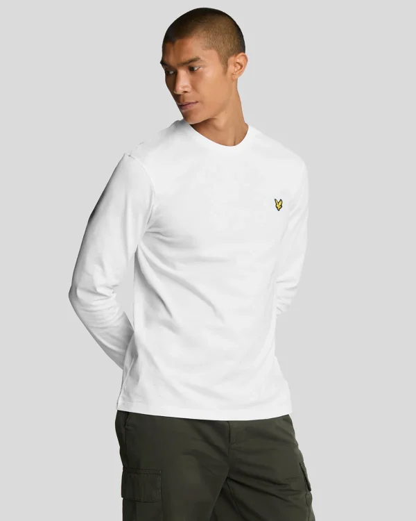 Lyle & Scott Grundlegendes | T-shirts<Einfarbiges T-Shirt mit langen Ärmeln Weiss