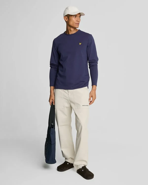 Lyle & Scott Grundlegendes | T-shirts<Einfarbiges T-Shirt mit langen Ärmeln Marine