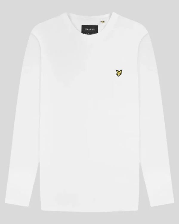 Lyle & Scott Grundlegendes | T-shirts<Einfarbiges T-Shirt mit langen Ärmeln Weiss