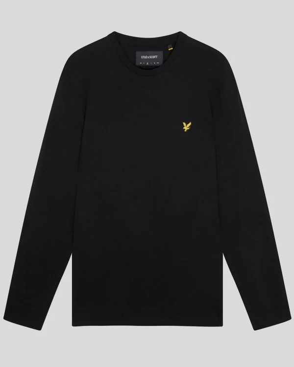 Lyle & Scott Grundlegendes | T-shirts<Einfarbiges T-Shirt mit langen Ärmeln Pechschwarz