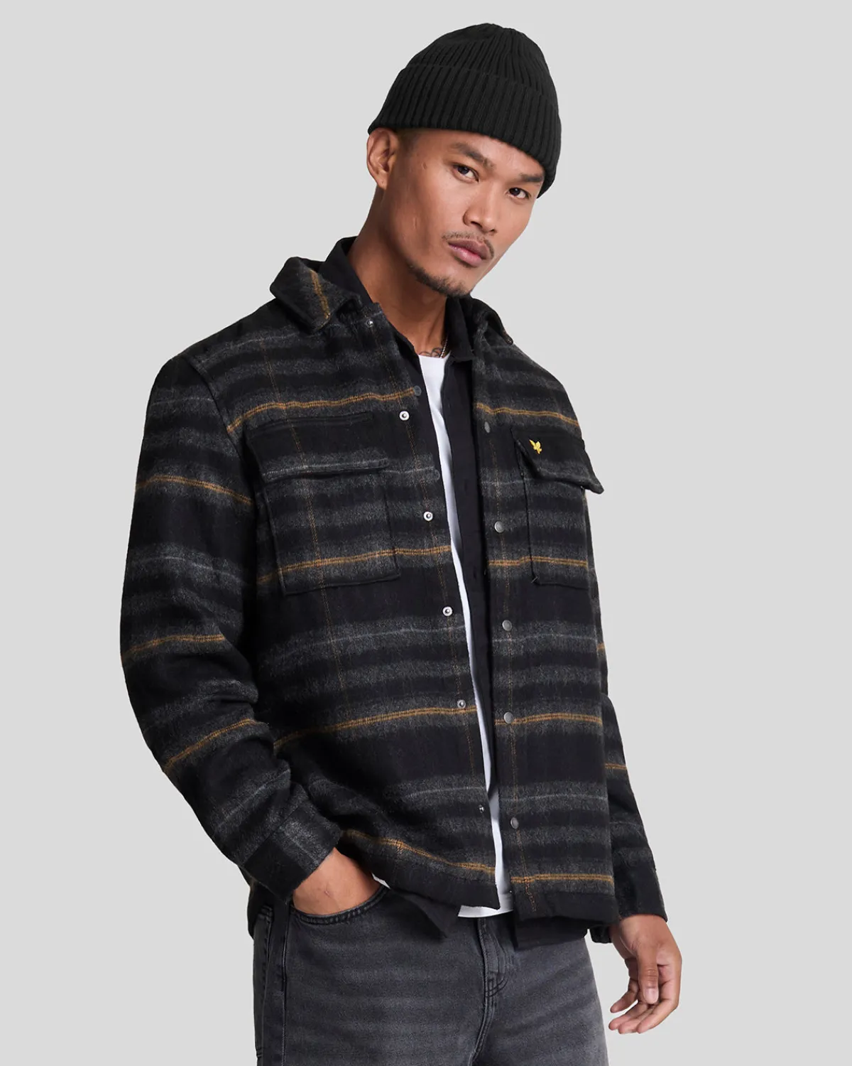 gebrstetes_tartan_berhemd_0.webp Lyle & Scott Vermächtnis<Gebürstetes Tartan Überhemd JetBlack