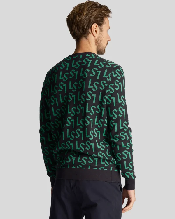 Lyle & Scott Golf<Golf Monogramm gestrickt Rundhalsausschnitt Pullover DunkleMarine