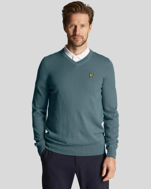 Lyle & Scott Golf | Pullover & Strickwaren<Golf V-Ausschnitt Pullover Eisenblau