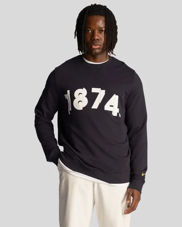 Lyle & Scott Sweatshirts<1874 Grafik Sweatshirt DunkleMarine