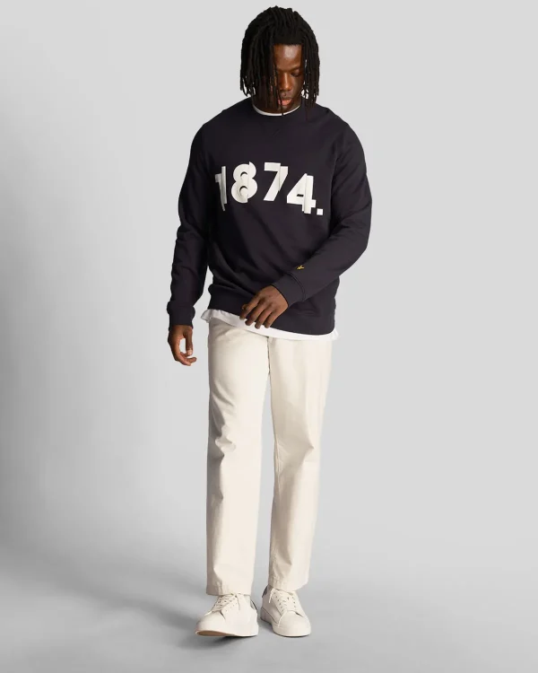 Lyle & Scott Sweatshirts<1874 Grafik Sweatshirt DunkleMarine