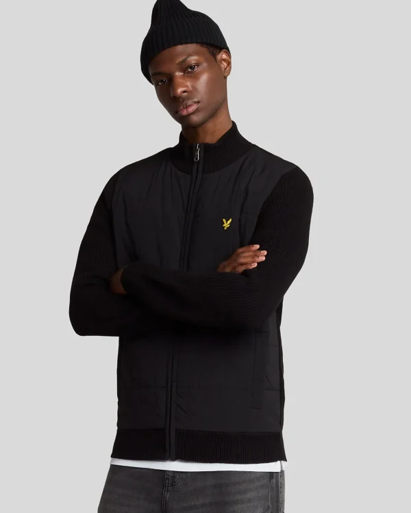 Lyle & Scott Pullover & Strickwaren<Hybride texturierte Strickjacke mit Reißverschluss JetBlack