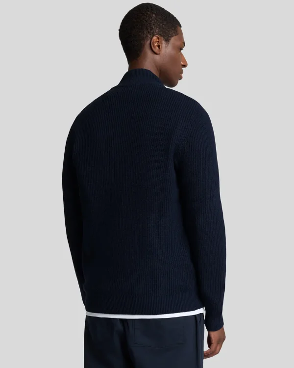 Lyle & Scott Pullover & Strickwaren<Hybride texturierte Strickjacke mit Reißverschluss MuddyNavy