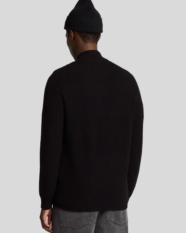 Lyle & Scott Pullover & Strickwaren<Hybride texturierte Strickjacke mit Reißverschluss JetBlack