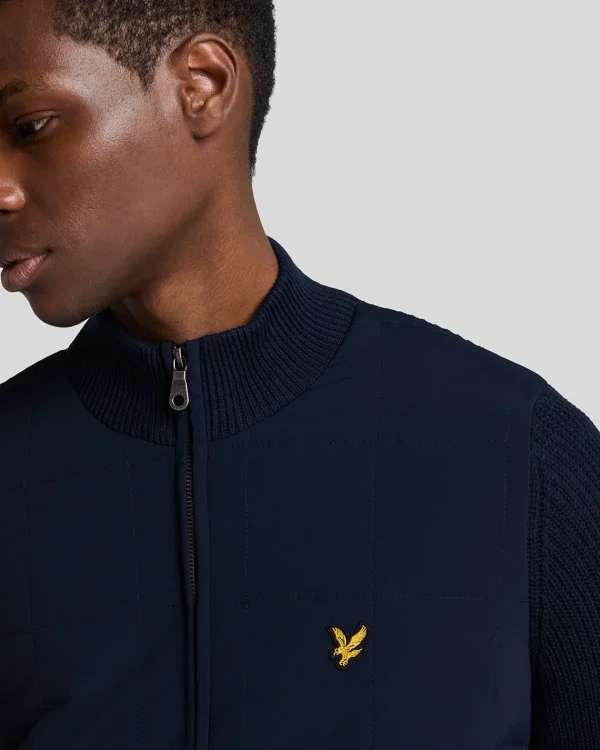 Lyle & Scott Pullover & Strickwaren<Hybride texturierte Strickjacke mit Reißverschluss MuddyNavy