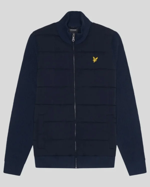 Lyle & Scott Pullover & Strickwaren<Hybride texturierte Strickjacke mit Reißverschluss MuddyNavy