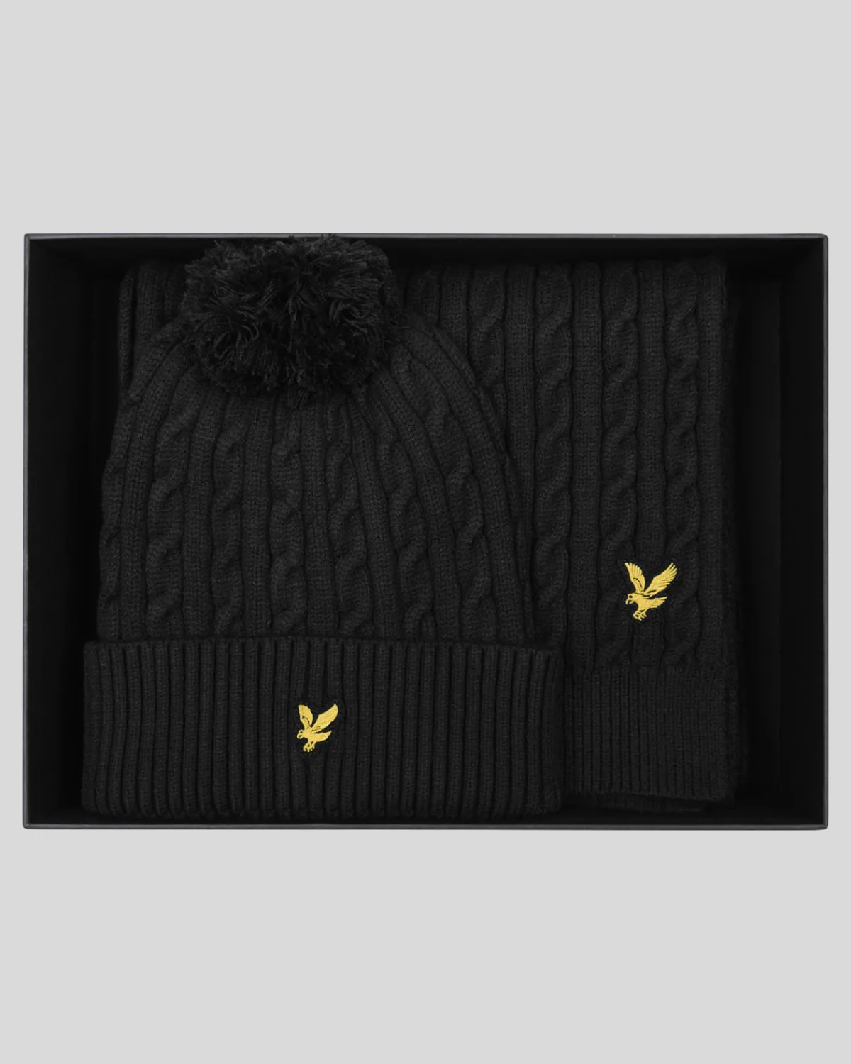 kabelbobblemtze__schalset_0.webp Lyle & Scott Schals & Handschuhe | Kopfbedeckungen<Kabel-Bobble-Mütze & Schal-Set JetBlack
