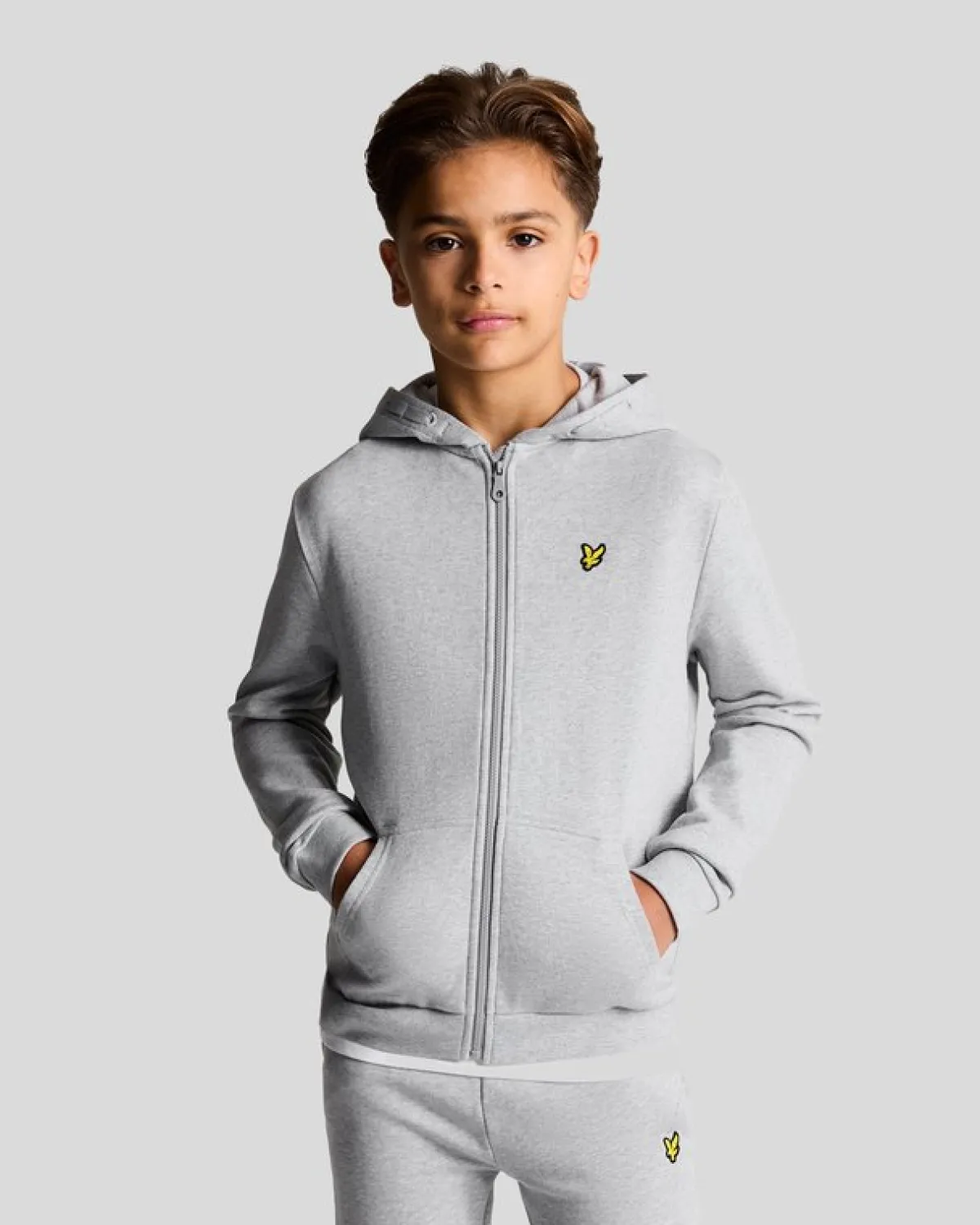 kinder_kapuzenpulli_mit_reiverschluss_0.webp Lyle & Scott Kinder Kapuzenpullover<Kinder Kapuzenpulli mit Reißverschluss HellgraueMergel