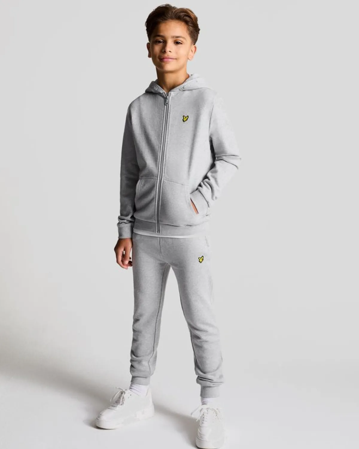 kinder_kapuzenpulli_mit_reiverschluss_1.webp Lyle & Scott Kinder Kapuzenpullover<Kinder Kapuzenpulli mit Reißverschluss HellgraueMergel