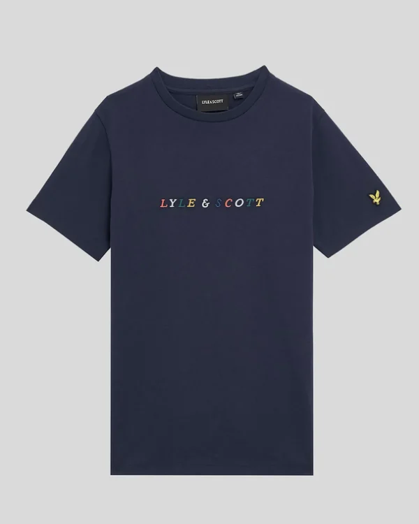 Lyle & Scott Kinder Polos & T-shirts<Kinder T-Shirt mit mehrfarbiger Stickerei Navy