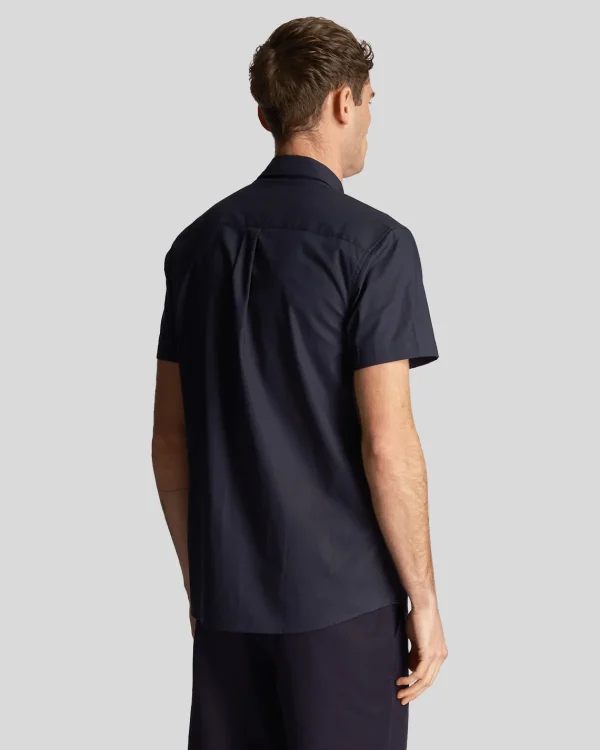 Lyle & Scott Hemden<Kurzärmeliges Hemd aus einfarbiger Popeline DunkleMarine