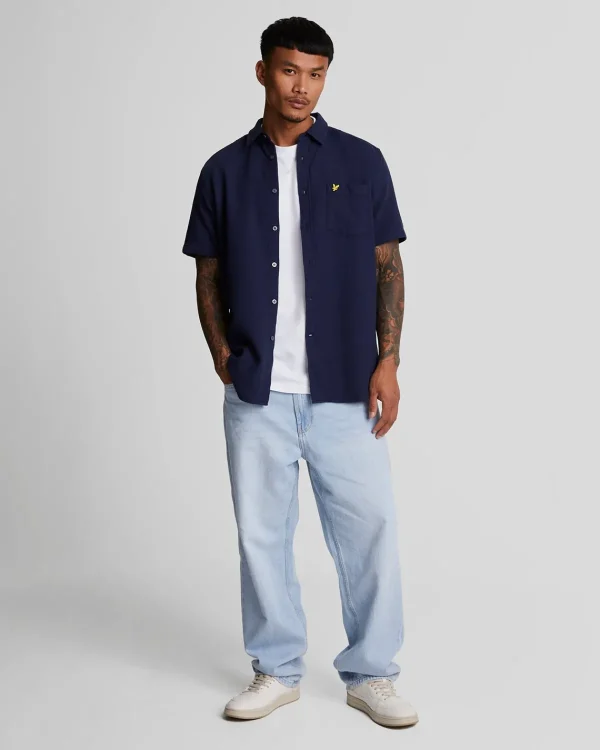 Lyle & Scott Hemden<Kurzärmeliges Hemd aus Korbgeflecht Navy