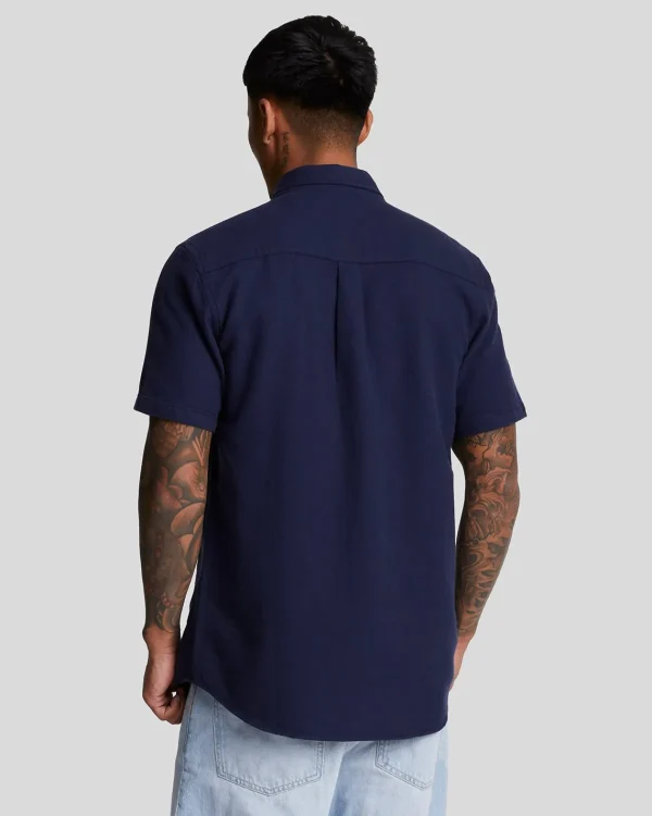 Lyle & Scott Hemden<Kurzärmeliges Hemd aus Korbgeflecht Navy