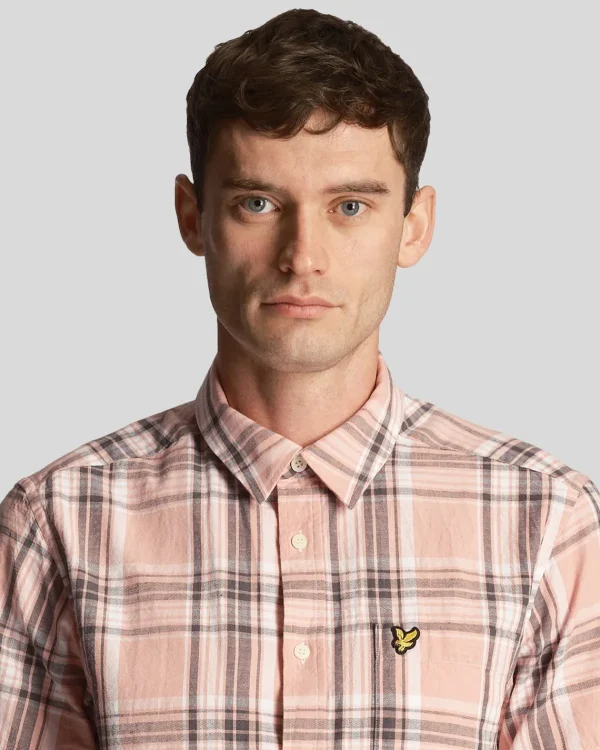 Lyle & Scott Vermächtnis | Hemden<Kurzärmeliges Hemd mit Leinen-Karo PalmPink