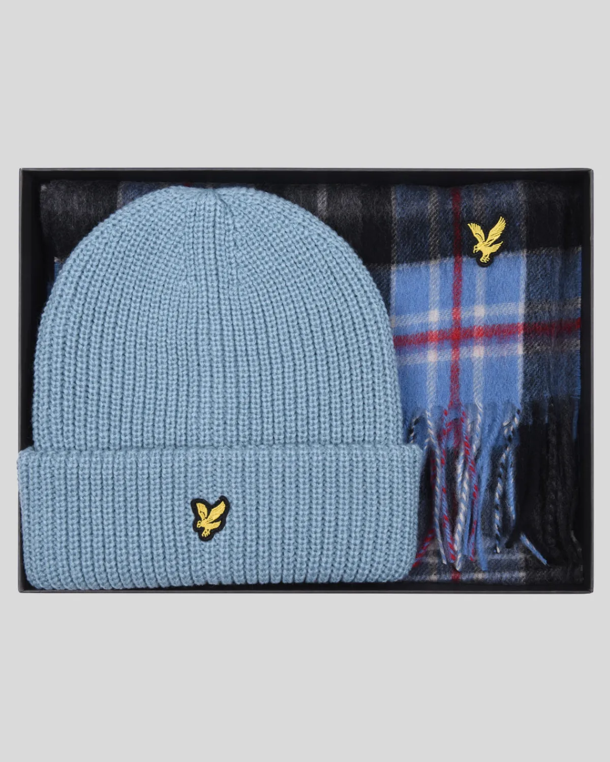 lambswool_blend_checked_schal__beanie_geschenkset_0.webp Lyle & Scott Schals & Handschuhe | Kopfbedeckungen<Lambswool Blend Checked Schal & Beanie Geschenkset BlueSmoke