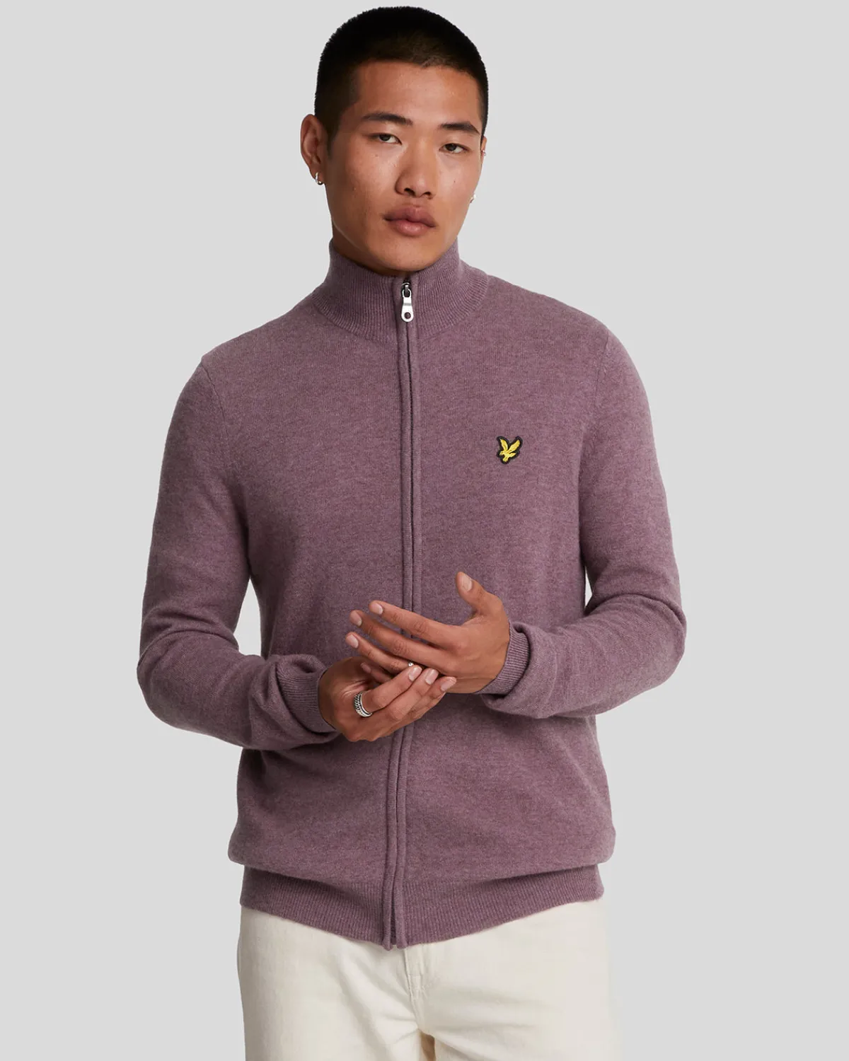 lambswool_blend_zip_through_cardigan_0-1.webp Lyle & Scott Pullover & Strickwaren<Lambswool Blend Zip Through Cardigan HighlandMauveMarl