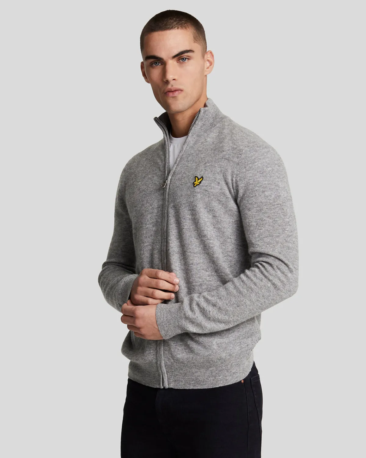lambswool_blend_zip_through_cardigan_0-2.webp Lyle & Scott Pullover & Strickwaren<Lambswool Blend Zip Through Cardigan MidGreyMarl