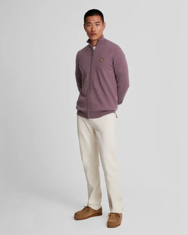 Lyle & Scott Pullover & Strickwaren<Lambswool Blend Zip Through Cardigan HighlandMauveMarl