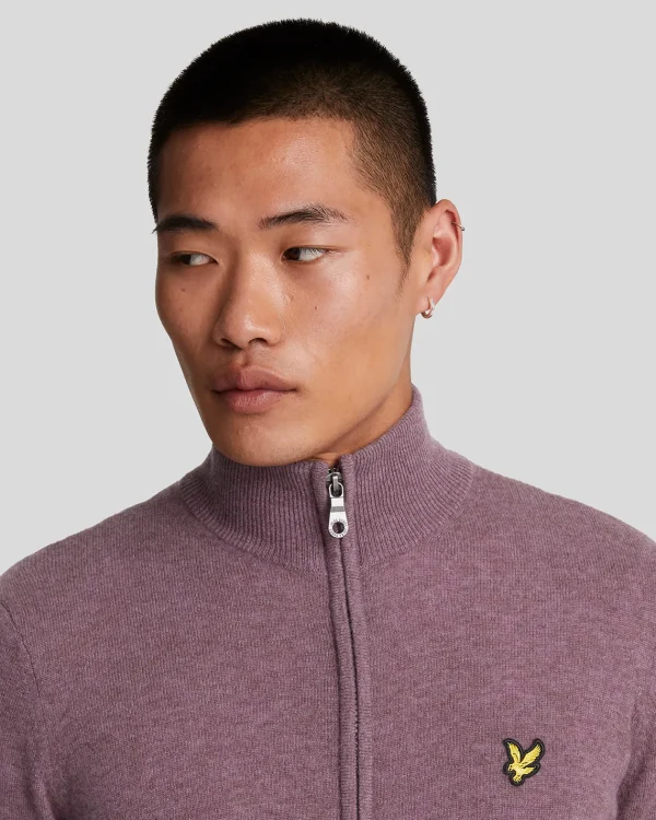 Lyle & Scott Pullover & Strickwaren<Lambswool Blend Zip Through Cardigan HighlandMauveMarl