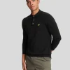 Lyle & Scott Polohemden<Langärmeliges gestricktes Poloshirt aus Baumwolle und Merino JetBlack