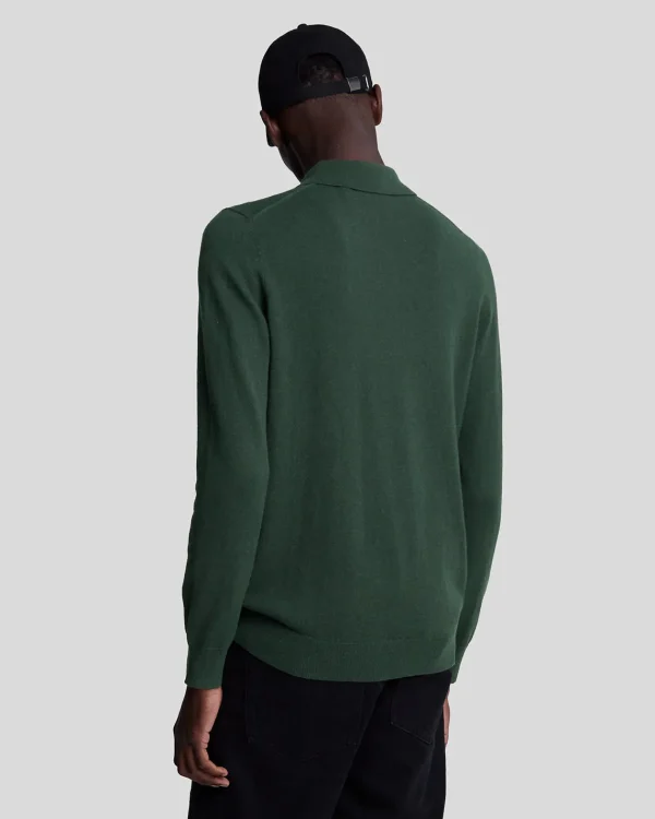 Lyle & Scott Polohemden<Langärmeliges gestricktes Poloshirt aus Baumwolle und Merino ArgyleTeal