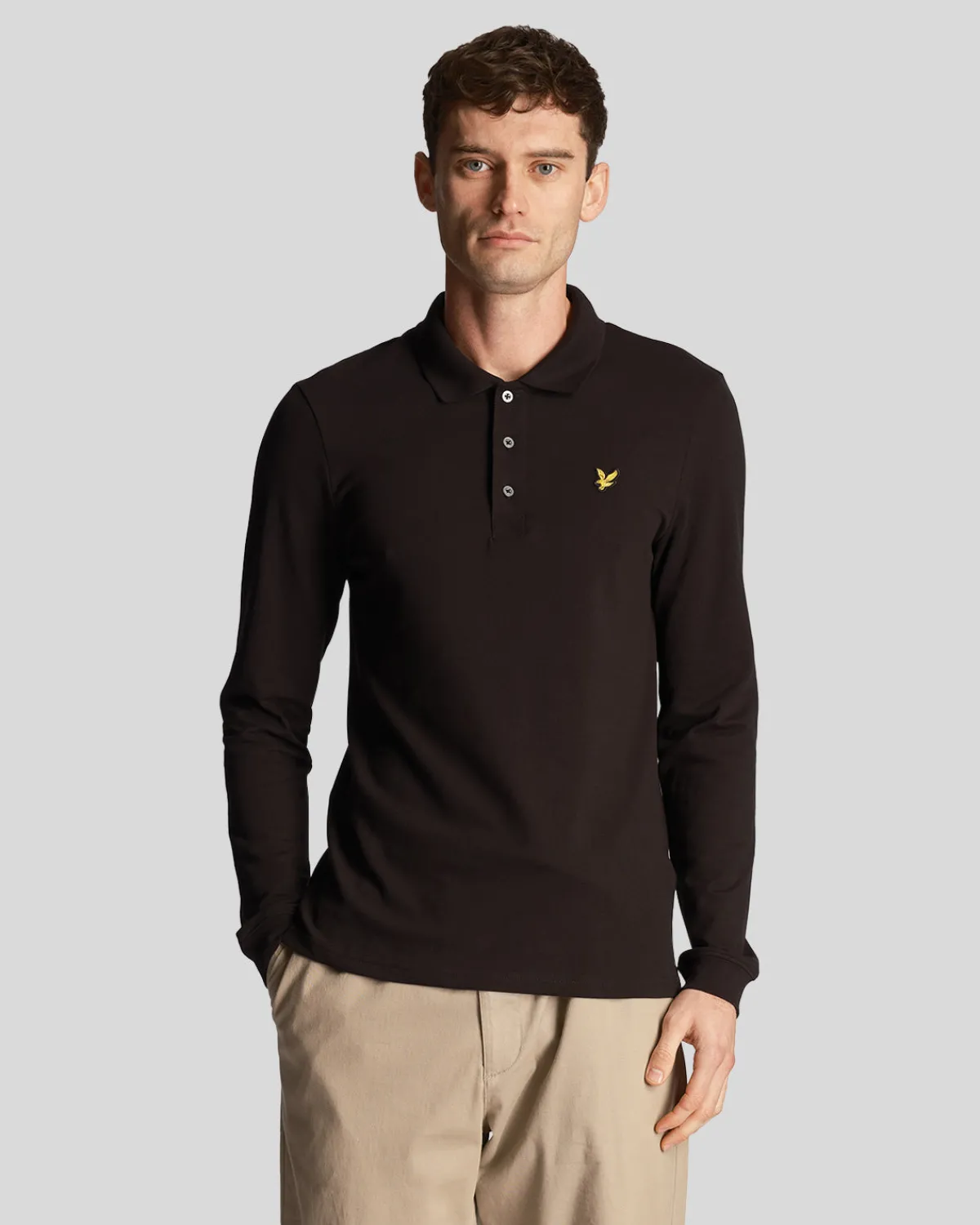 langrmeliges_polohemd_0.webp Lyle & Scott Polohemden<Langärmeliges Polohemd Pechschwarz