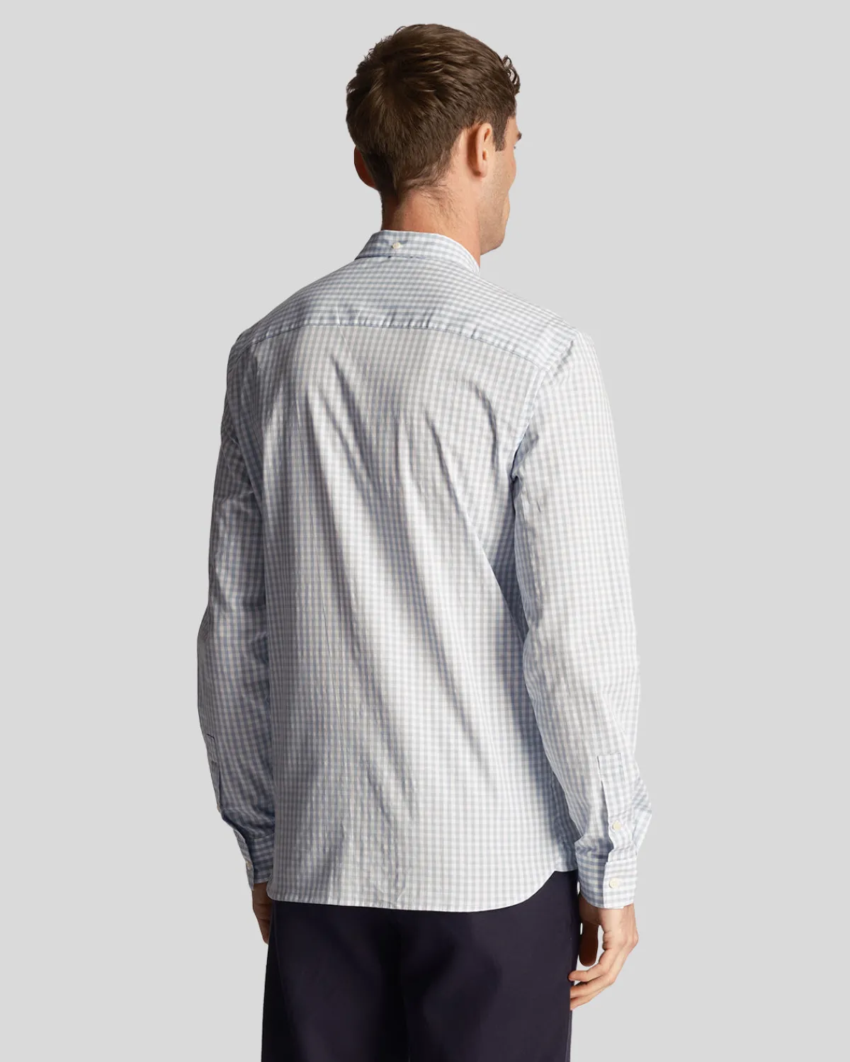 langrmeliges_slim_fit_gingham_hemd_2.webp Lyle & Scott Hemden<Langärmeliges Slim Fit Gingham Hemd Hellblau/weiß