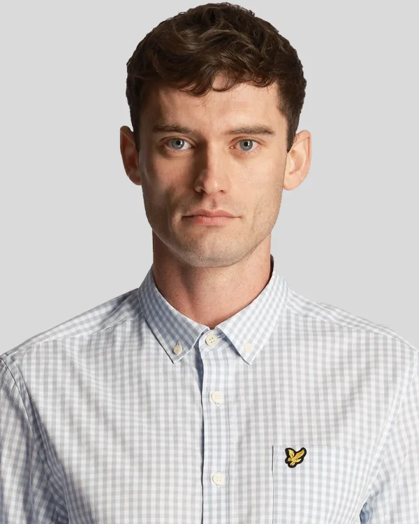 Lyle & Scott Hemden<Langärmeliges Slim Fit Gingham Hemd Hellblau/weiß