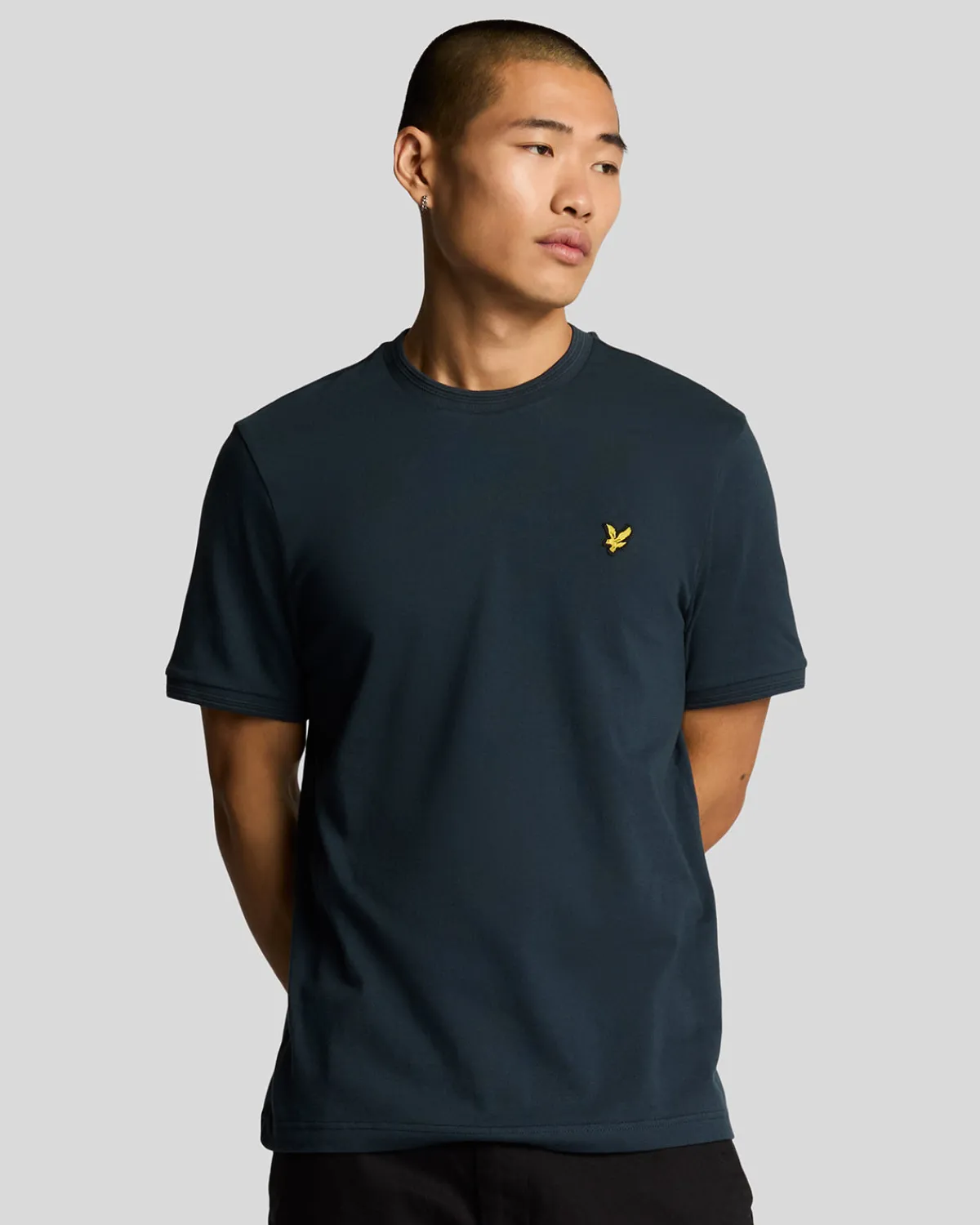 ottoman_tshirt_mit_spitze_0.webp Lyle & Scott T-shirts<Ottoman T-Shirt mit Spitze MuddyNavy