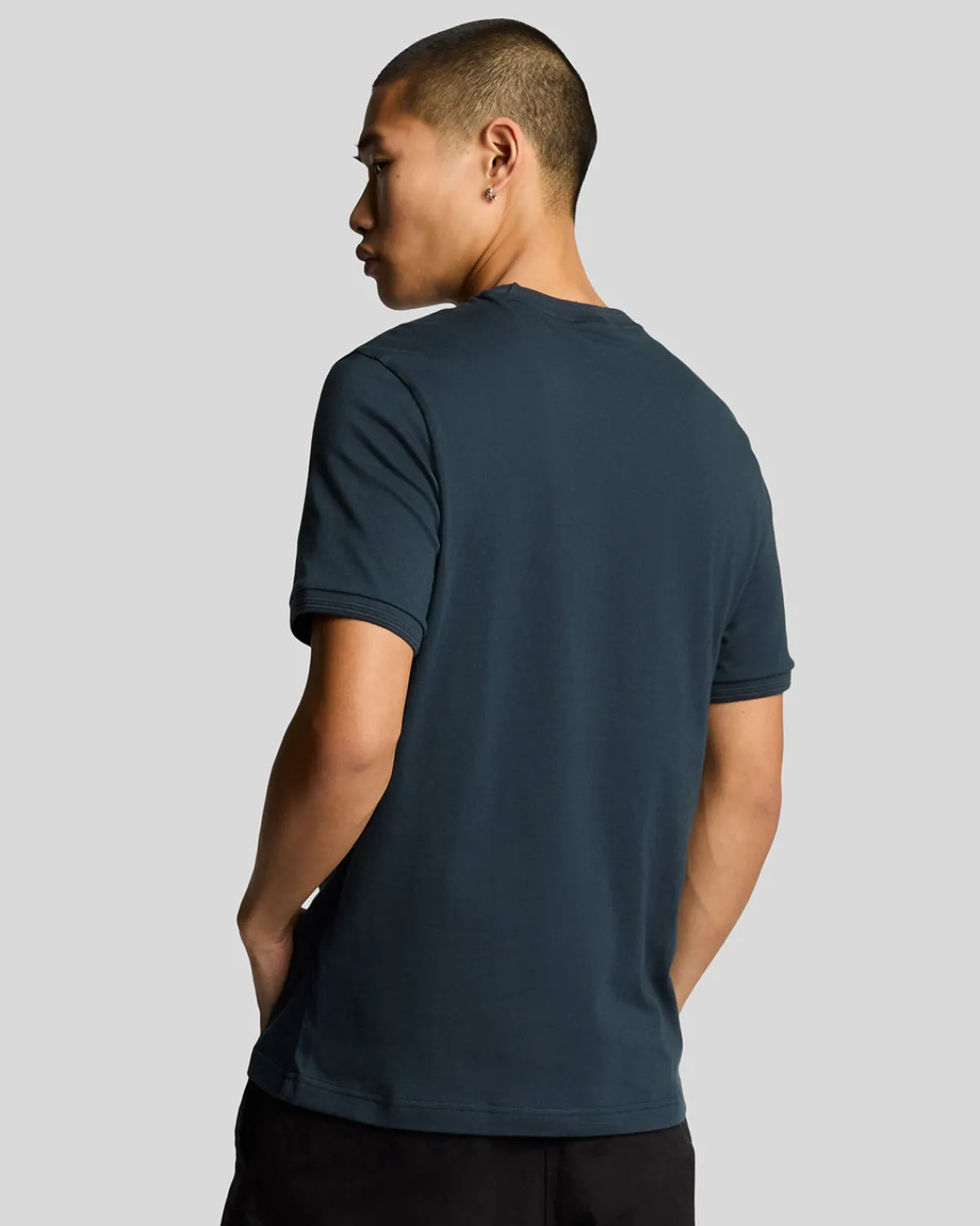 ottoman_tshirt_mit_spitze_2.webp Lyle & Scott T-shirts<Ottoman T-Shirt mit Spitze MuddyNavy