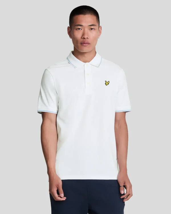 Lyle & Scott Polohemden<Polohemd mit Spitze Weiß/hellblau