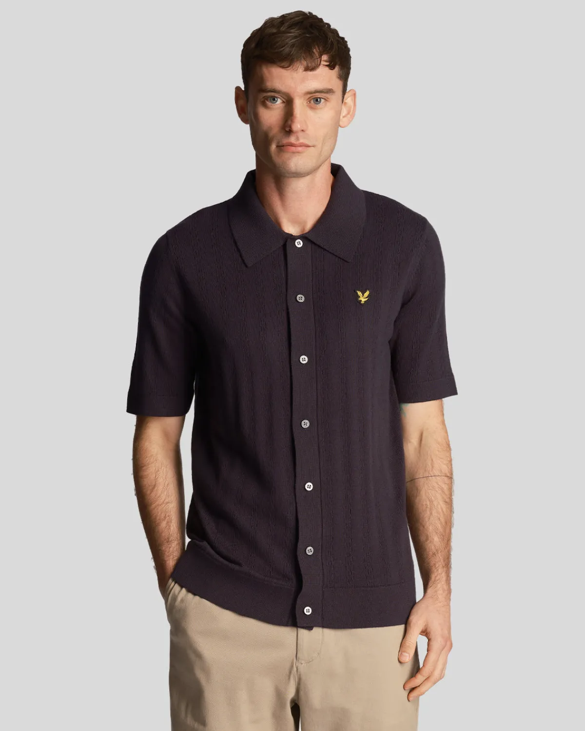 polohemd_mit_strukturiertem_streifenstrick_0.webp Lyle & Scott Polohemden<Polohemd mit strukturiertem Streifenstrick DunkleMarine