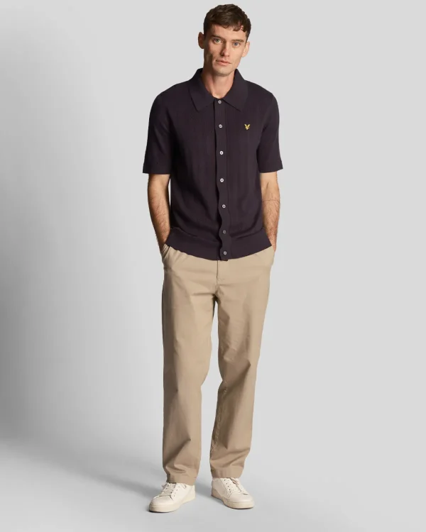 Lyle & Scott Polohemden<Polohemd mit strukturiertem Streifenstrick DunkleMarine