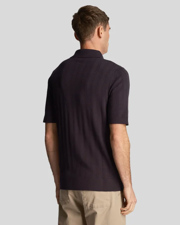 Lyle & Scott Polohemden<Polohemd mit strukturiertem Streifenstrick DunkleMarine